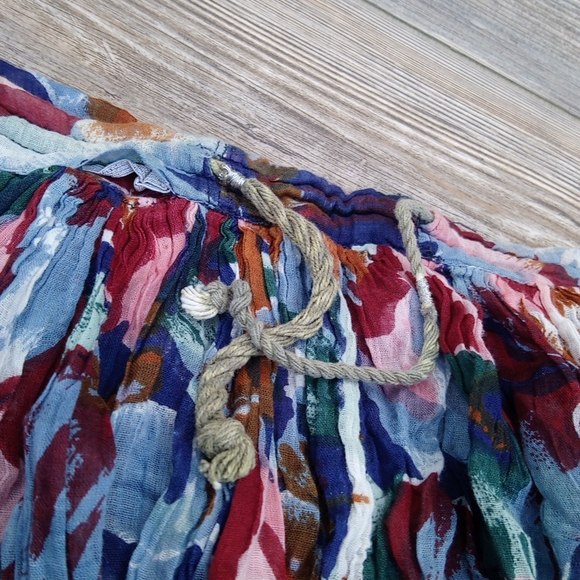 Flowy Lightweight Printed Pattern Drawstring Skirt - Picture 11 of 16